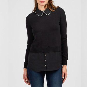 Vince Camuto Mix Media Collared Top